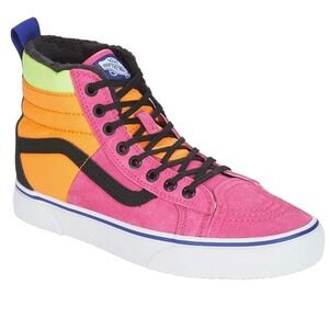 Vans Sk8-Hi MTE DX Pink Orange Yellow Leather Fleece Lined Womens 7.5 EU‎ 38